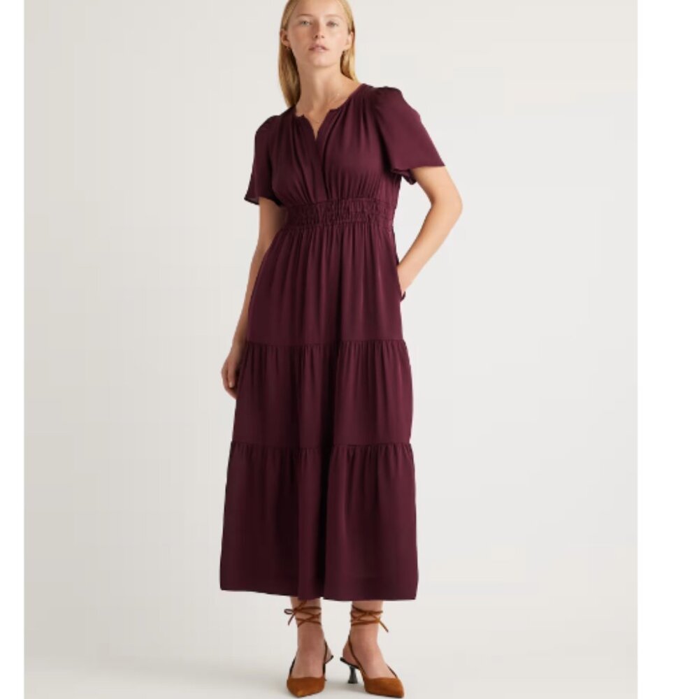 Washable Stretch Silk Tiered Maxi Dress size M